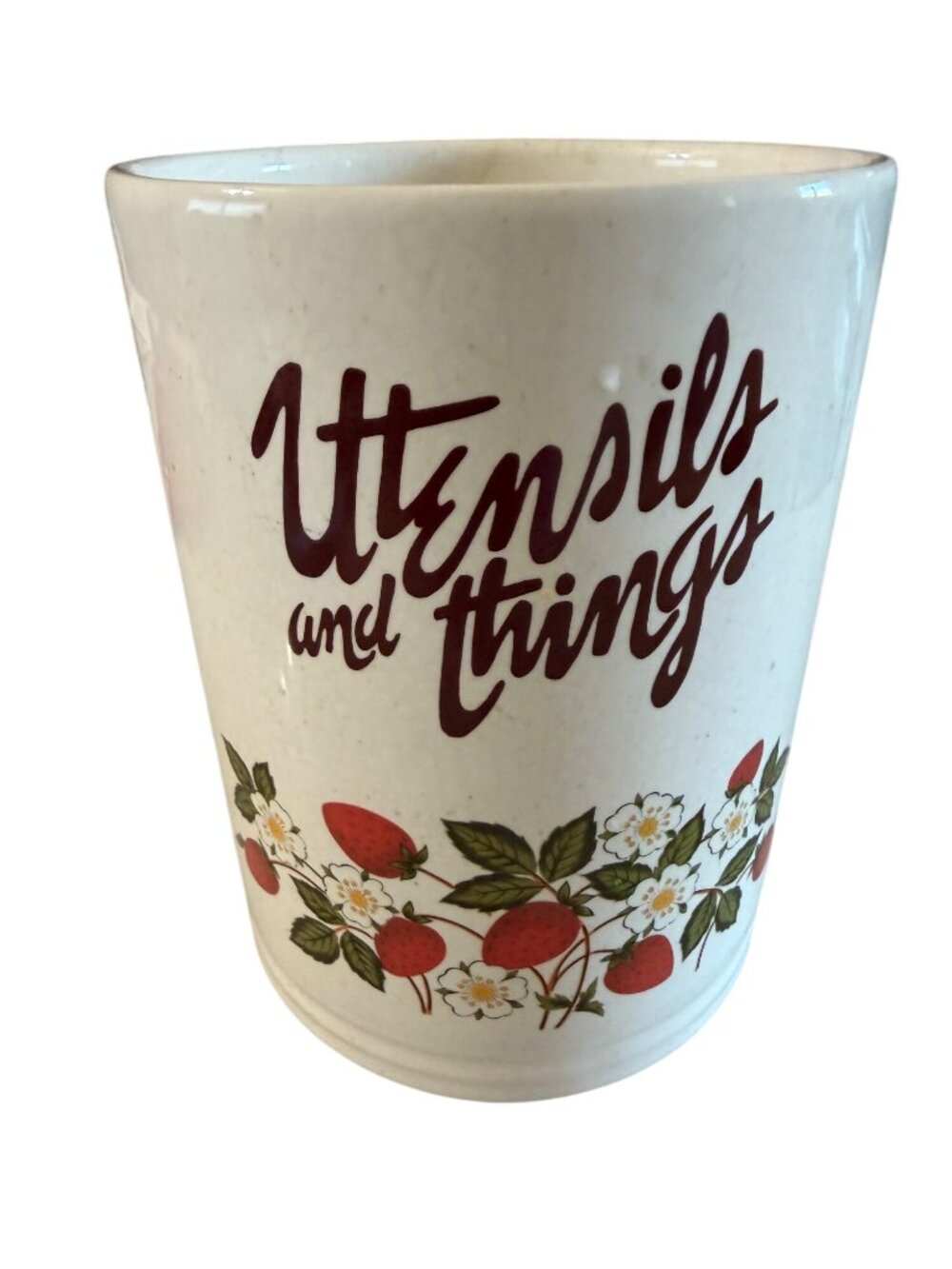 Sheffield Strawberries N Cream Utensil Holder -  Dishwasher Safe Vintage Kitchen